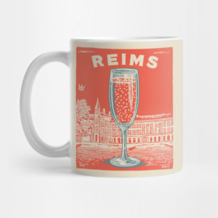 Reims France Vintage Champagne Flute Art Mug