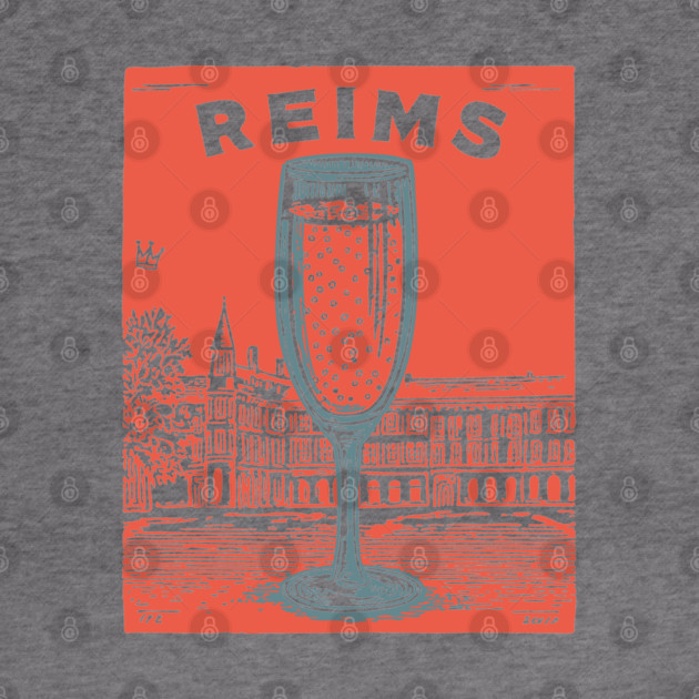 Reims France Vintage Champagne Flute Art by TuncGK