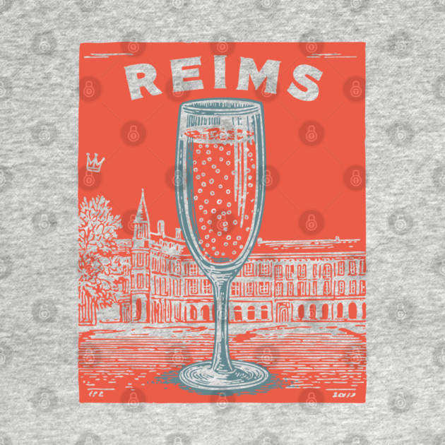 Reims France Vintage Champagne Flute Art by TuncGK
