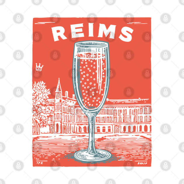 Reims France Vintage Champagne Flute Art by TuncGK