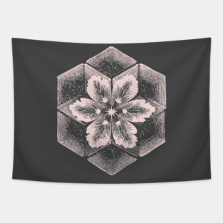 Geometric Snowflake Sacred Geometry Winter Art Tapestry