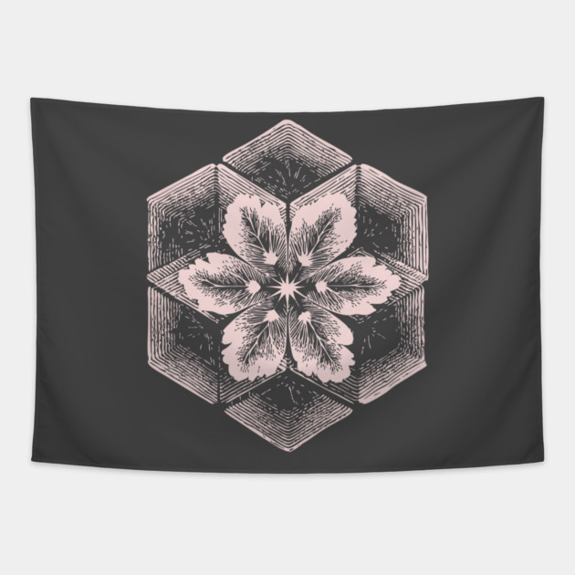 Geometric Snowflake Sacred Geometry Winter Art Tapestry by TuncGK