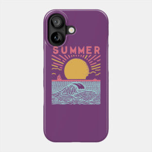 Retro Summer Beach Town Vacation Scene Phone Case