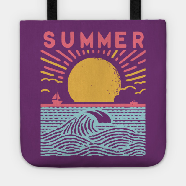Retro Summer Beach Town Vacation Scene Tote by TuncGK