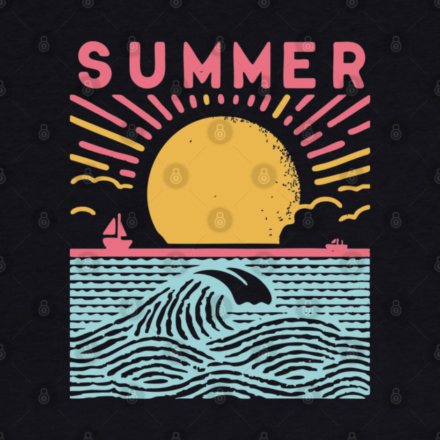 Retro Summer Beach Town Vacation Scene by TuncGK