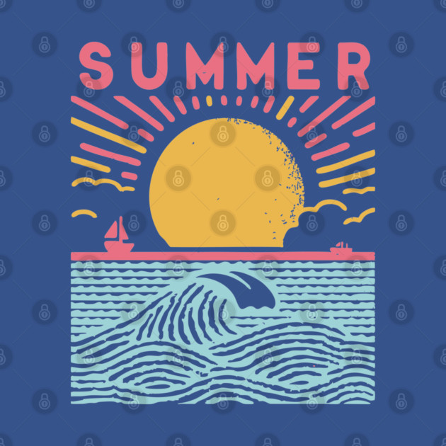 Retro Summer Beach Town Vacation Scene by TuncGK