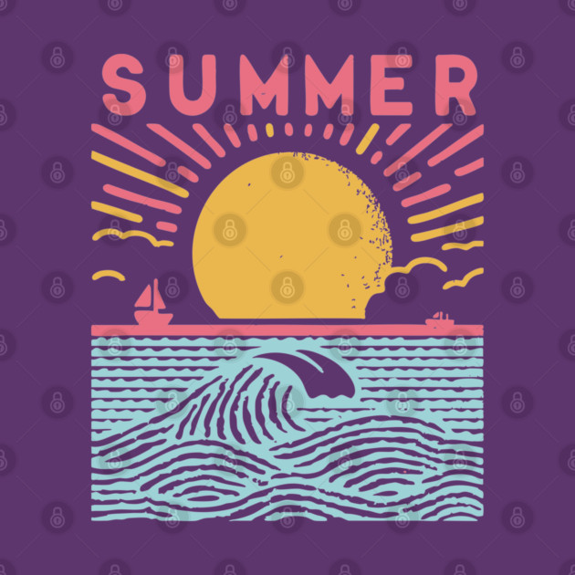 Retro Summer Beach Town Vacation Scene by TuncGK