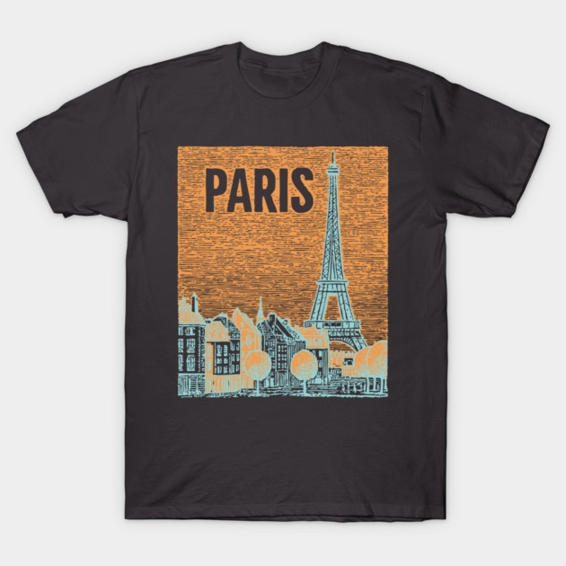 Vintage Paris Eiffel Tower Sketch Art T-Shirt by TuncGK