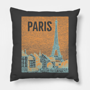 Vintage Paris Eiffel Tower Sketch Art Pillow