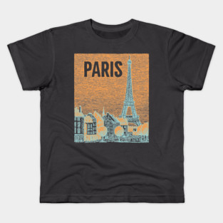 Vintage Paris Eiffel Tower Sketch Art Kids T-Shirt