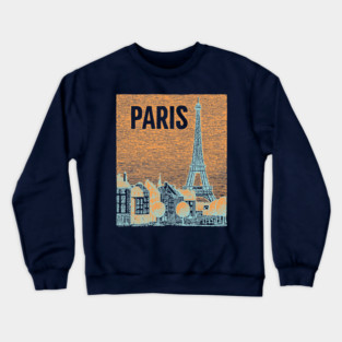 Vintage Paris Eiffel Tower Sketch Art Crewneck Sweatshirt