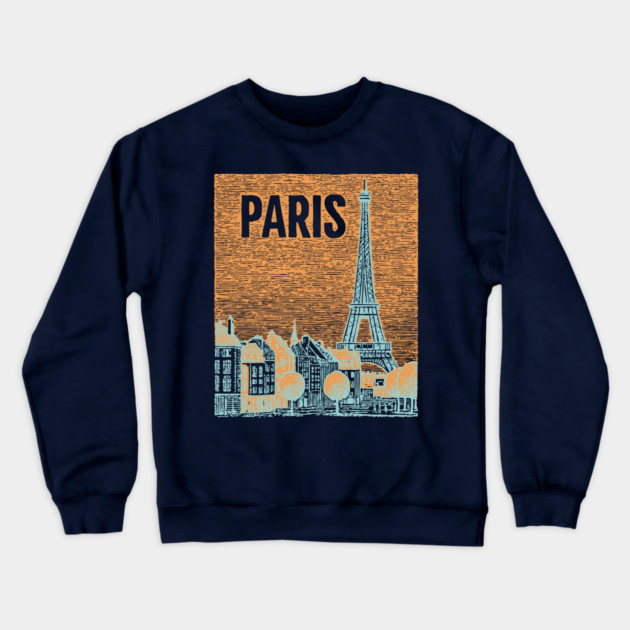Vintage Paris Eiffel Tower Sketch Art Crewneck Sweatshirt by TuncGK
