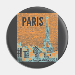 Vintage Paris Eiffel Tower Sketch Art Pin
