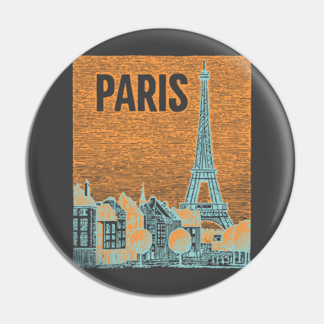 Vintage Paris Eiffel Tower Sketch Art Pin by TuncGK