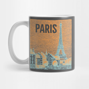 Vintage Paris Eiffel Tower Sketch Art Mug