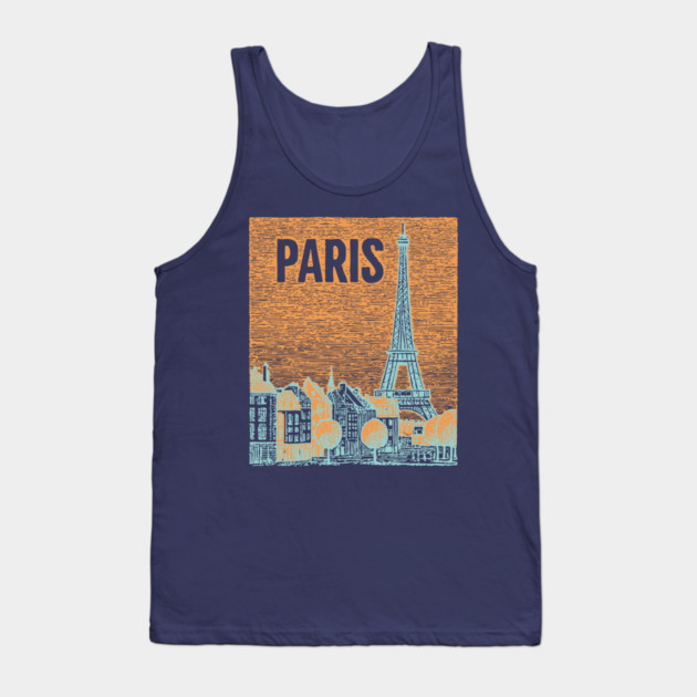 Vintage Paris Eiffel Tower Sketch Art Tank Top by TuncGK