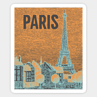 Vintage Paris Eiffel Tower Sketch Art Magnet
