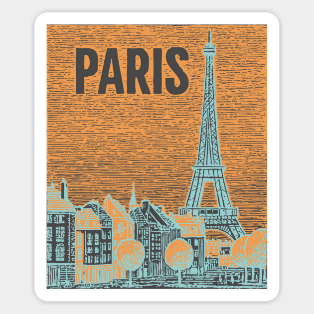 Vintage Paris Eiffel Tower Sketch Art Magnet by TuncGK