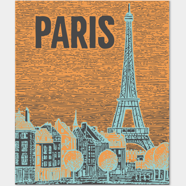 Vintage Paris Eiffel Tower Sketch Art Wall Art by TuncGK