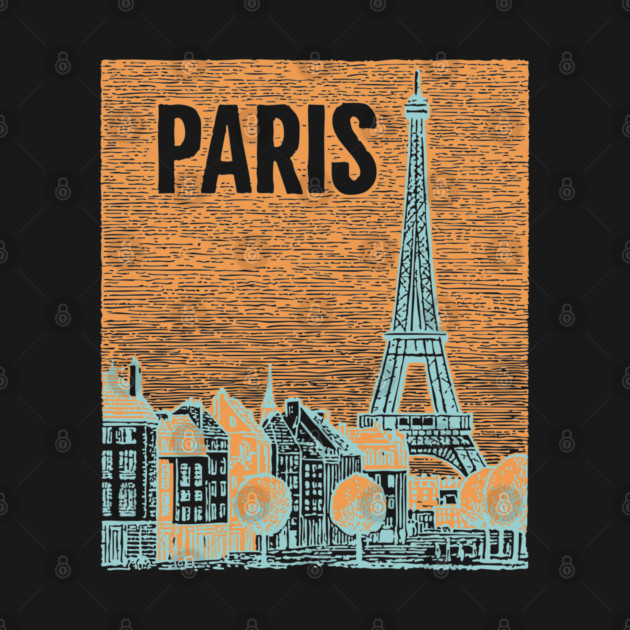 Vintage Paris Eiffel Tower Sketch Art by TuncGK