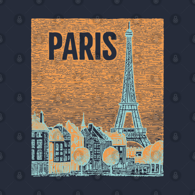 Vintage Paris Eiffel Tower Sketch Art by TuncGK