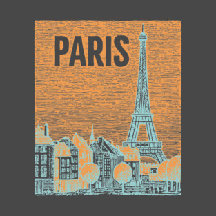 Vintage Paris Eiffel Tower Sketch Art T-Shirt