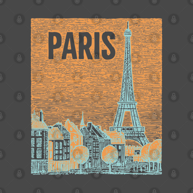 Vintage Paris Eiffel Tower Sketch Art by TuncGK