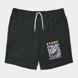 Vintage Storyteller Quill and Scroll Graphic Shorts