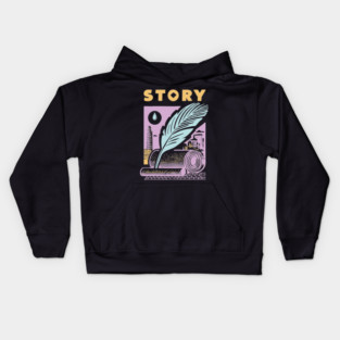 Vintage Storyteller Quill and Scroll Graphic Kids Hoodie