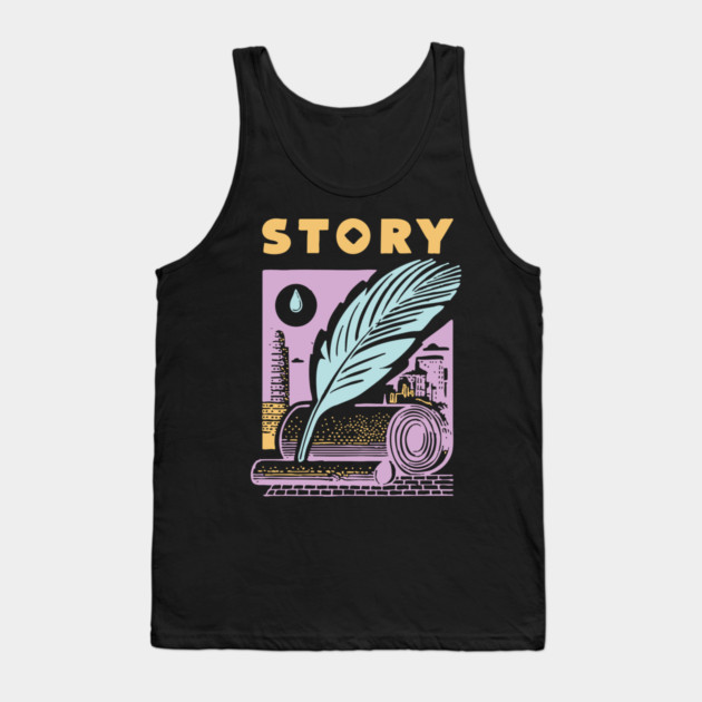 Vintage Storyteller Quill and Scroll Graphic Tank Top by TuncGK