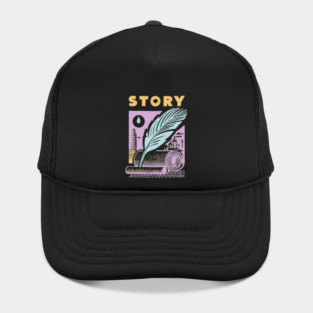 Vintage Storyteller Quill and Scroll Graphic Hat