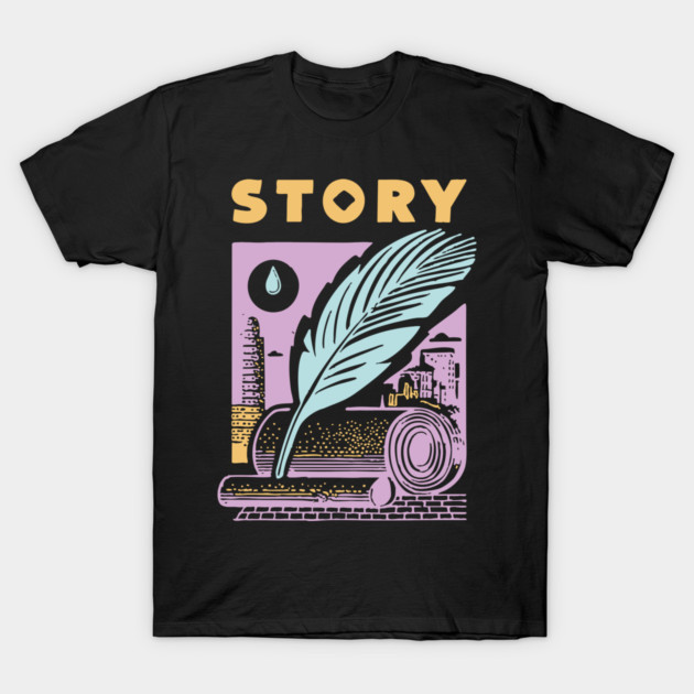 Vintage Storyteller Quill and Scroll Graphic T-Shirt by TuncGK