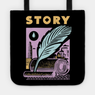 Vintage Storyteller Quill and Scroll Graphic Tote