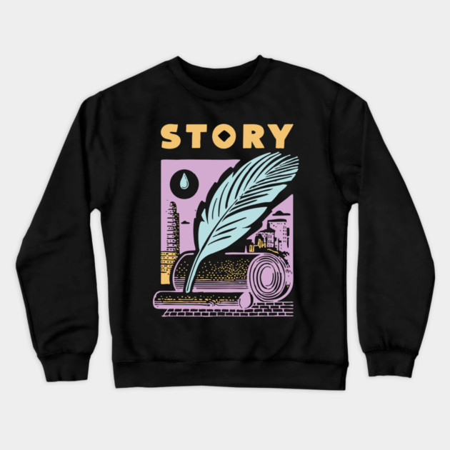 Vintage Storyteller Quill and Scroll Graphic Crewneck Sweatshirt by TuncGK