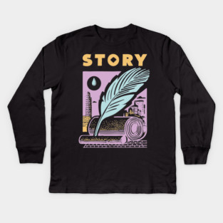 Vintage Storyteller Quill and Scroll Graphic Kids Long Sleeve T-Shirt