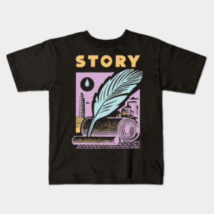 Vintage Storyteller Quill and Scroll Graphic Kids T-Shirt