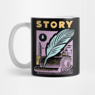 Vintage Storyteller Quill and Scroll Graphic Mug