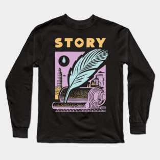 Vintage Storyteller Quill and Scroll Graphic Long Sleeve T-Shirt
