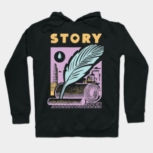 Vintage Storyteller Quill and Scroll Graphic Hoodie