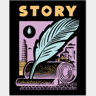 Vintage Storyteller Quill and Scroll Graphic Posters and Art