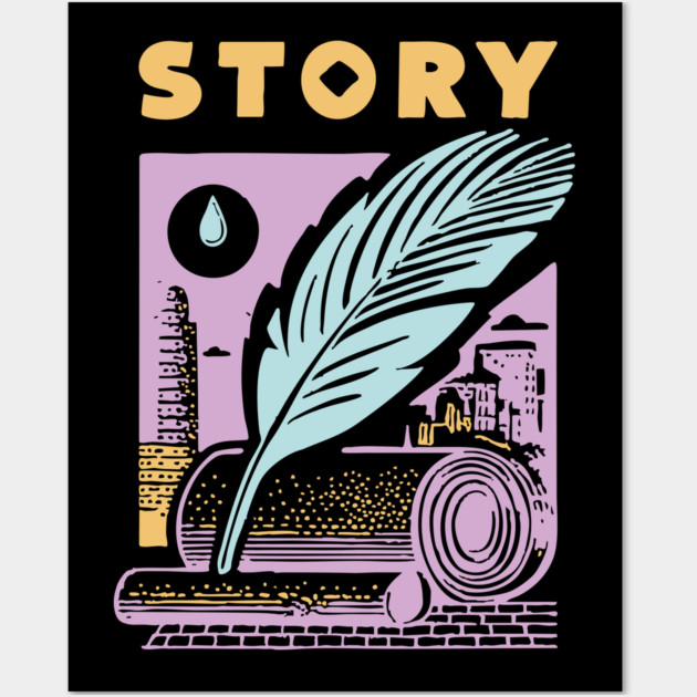 Vintage Storyteller Quill and Scroll Graphic Wall Art by TuncGK