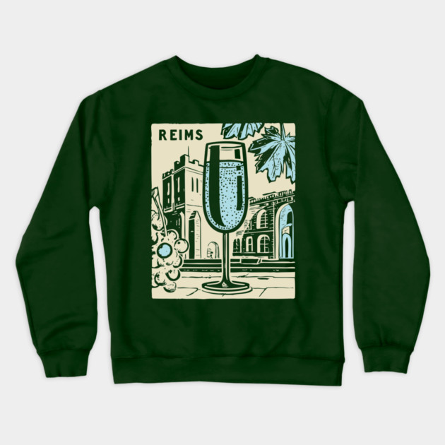 Art Deco Champagne Cocktail Vintage Poster Crewneck Sweatshirt by TuncGK