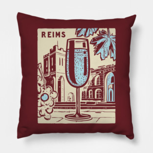 Art Deco Champagne Cocktail Vintage Poster Pillow