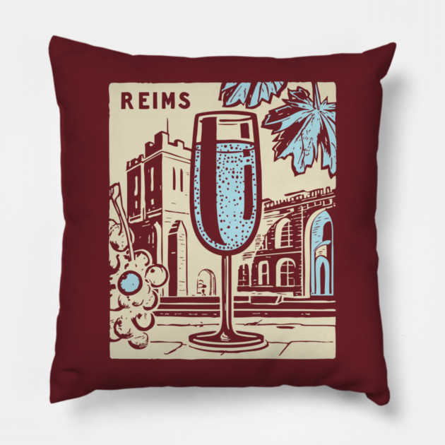 Art Deco Champagne Cocktail Vintage Poster Pillow by TuncGK