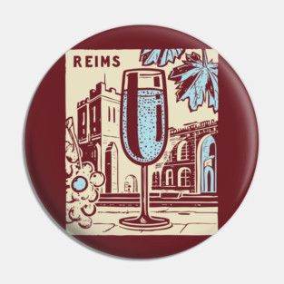 Art Deco Champagne Cocktail Vintage Poster Pin