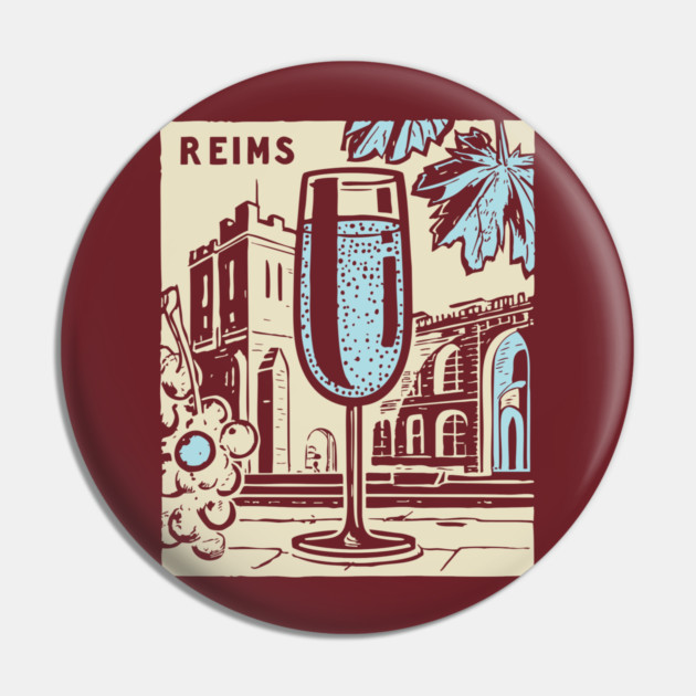 Art Deco Champagne Cocktail Vintage Poster Pin by TuncGK