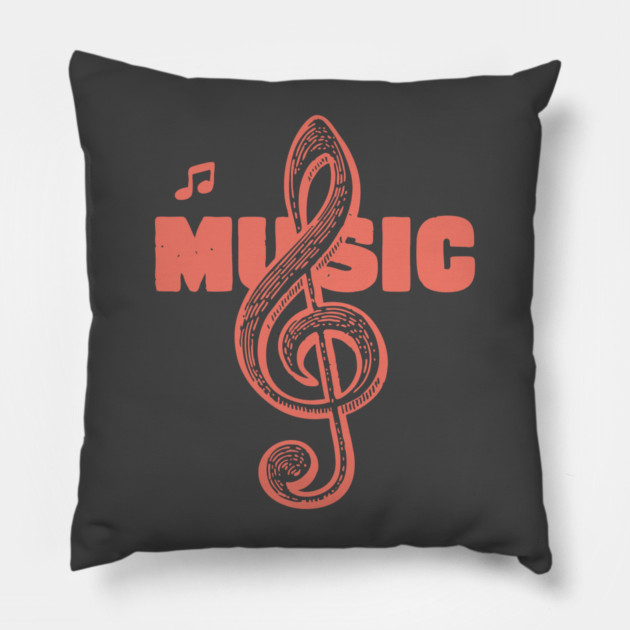 Vintage Treble Clef for Musicians and Music Lovers Pillow by TuncGK
