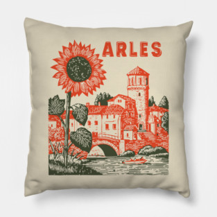 Arles Sunflower Van Gogh Style Vintage Art Pillow