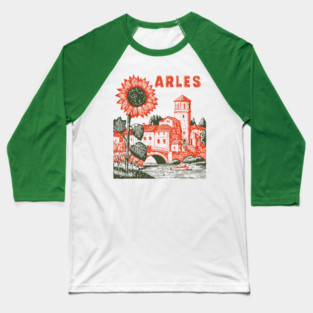 Arles Sunflower Van Gogh Style Vintage Art Baseball T-Shirt