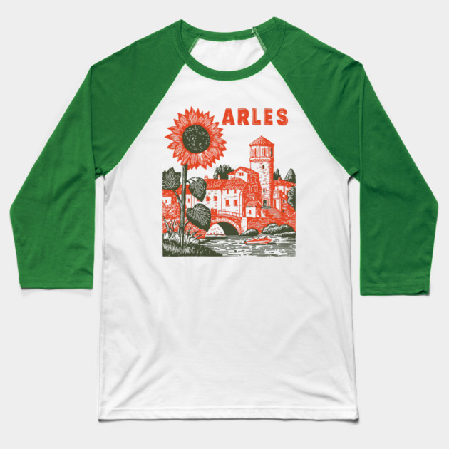Arles Sunflower Van Gogh Style Vintage Art Baseball T-Shirt by TuncGK
